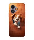 Poco M6 Plus (5G) cartoon dog looking out hole brick wall with light generative ai Custom Printed Back Cover Design
