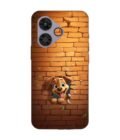 Poco M6 Plus (5G) cartoon dog sticking out hole brick wall generative ai Custom Printed Back Cover Design