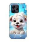 Poco M6 Pro (5G) cartoon dog looking through hole wall with snow Custom Printed Back Cover Design