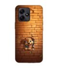 Poco M6 Pro (5G) cartoon dog sticking out hole brick wall generative ai Custom Printed Back Cover Design