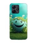 Poco M6 Pro (5G) cartoon earth with smiling face sits grass Custom Printed Back Cover Design