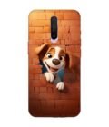 Poco X2 cartoon dog looking out hole brick wall with light generative ai Custom Printed Back Cover Design