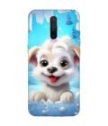 Poco X2 cartoon dog looking through hole wall with snow Custom Printed Back Cover Design