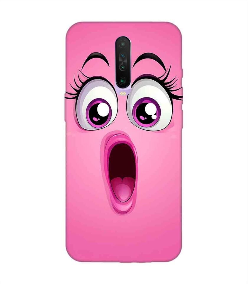 Poco X2 cartoon face surprised woman with open mouth Custom Printed Back Cover Design