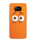 Poco X3 Pro cartoon eyes with exaggerated expressions orange background Custom Printed Back Cover Design