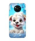 Poco X3 cartoon dog looking through hole wall with snow Custom Printed Back Cover Design