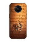 Poco X3 cartoon dog sticking out hole brick wall generative ai Custom Printed Back Cover Design