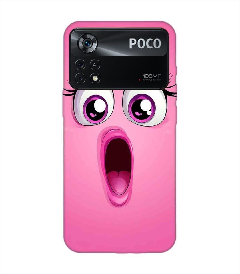 Poco X4 Pro (5G) cartoon face surprised woman with open mouth Custom Printed Back Cover Design
