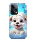 Poco X5 (5G) cartoon dog looking through hole wall with snow Custom Printed Back Cover Design