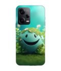 Poco X5 (5G) cartoon earth with smiling face sits grass Custom Printed Back Cover Design
