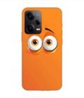 Poco X5 (5G) cartoon eyes with exaggerated expressions orange background Custom Printed Back Cover Design