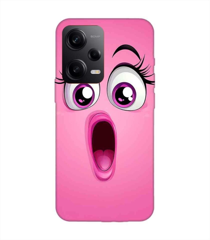Poco X5 (5G) cartoon face surprised woman with open mouth Custom Printed Back Cover Design