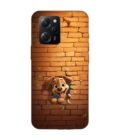 Poco X5 Pro (5G) cartoon dog sticking out hole brick wall generative ai Custom Printed Back Cover Design