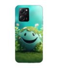 Poco X5 Pro (5G) cartoon earth with smiling face sits grass Custom Printed Back Cover Design