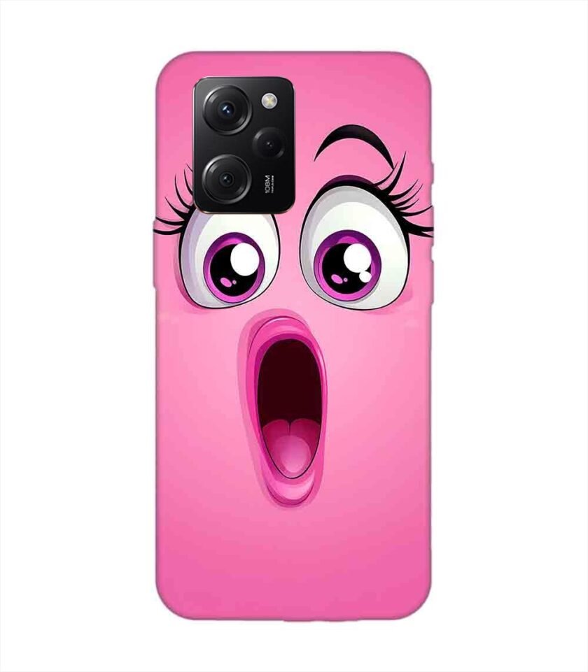 Poco X5 Pro (5G) cartoon face surprised woman with open mouth Custom Printed Back Cover Design