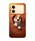 Poco X6 Neo (5G) cartoon dog looking out hole brick wall with light generative ai Custom Printed Back Cover Design