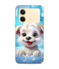 Poco X6 Neo (5G) cartoon dog looking through hole wall with snow Custom Printed Back Cover Design