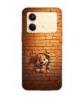 Poco X6 Neo (5G) cartoon dog sticking out hole brick wall generative ai Custom Printed Back Cover Design