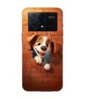 Poco X6 Pro (5G) cartoon dog looking out hole brick wall with light generative ai Custom Printed Back Cover Design