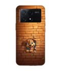 Poco X6 Pro (5G) cartoon dog sticking out hole brick wall generative ai Custom Printed Back Cover Design