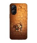 Poco X7 Pro (5G) cartoon dog sticking out hole brick wall generative ai Custom Printed Back Cover Design