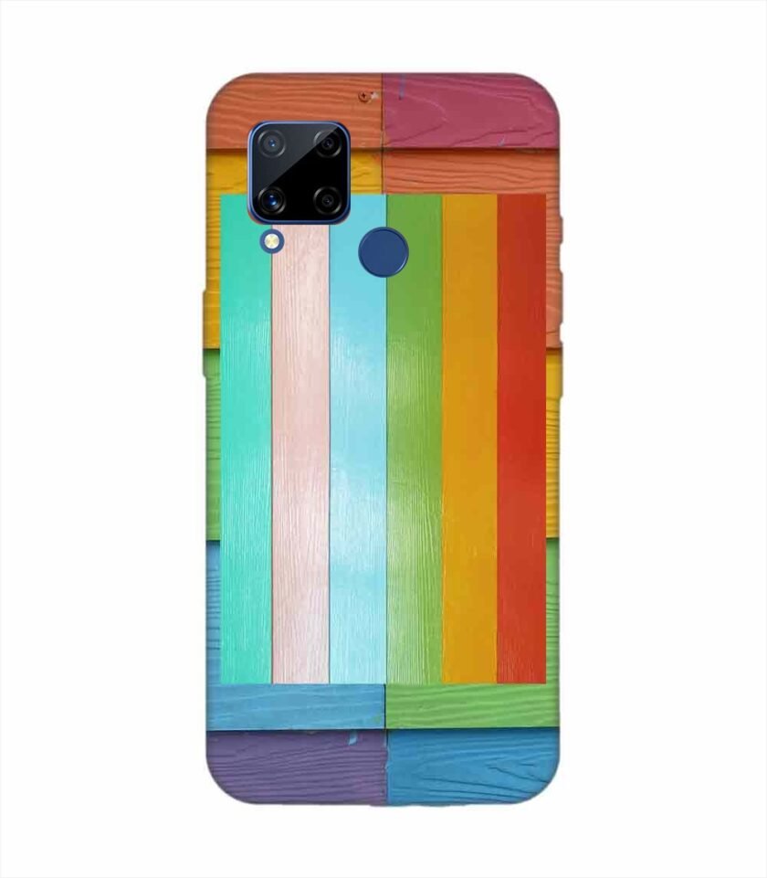 Realme C15 Full Frame Shot Multi Colored Wall Custom Printed Back Cover Design