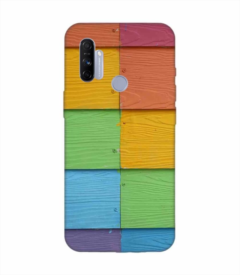 Realme Narzo 10A Full Frame Shot Multi Colored Wall (1) Custom Printed Back Cover Design