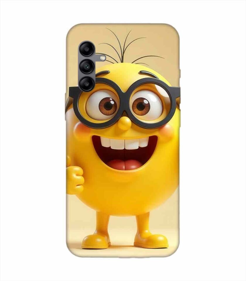 Samsung Galaxy A04S Happy Yellow Smiley Face Wearing Glasses Giving Thumbs Up Custom Printed Back Cover Design