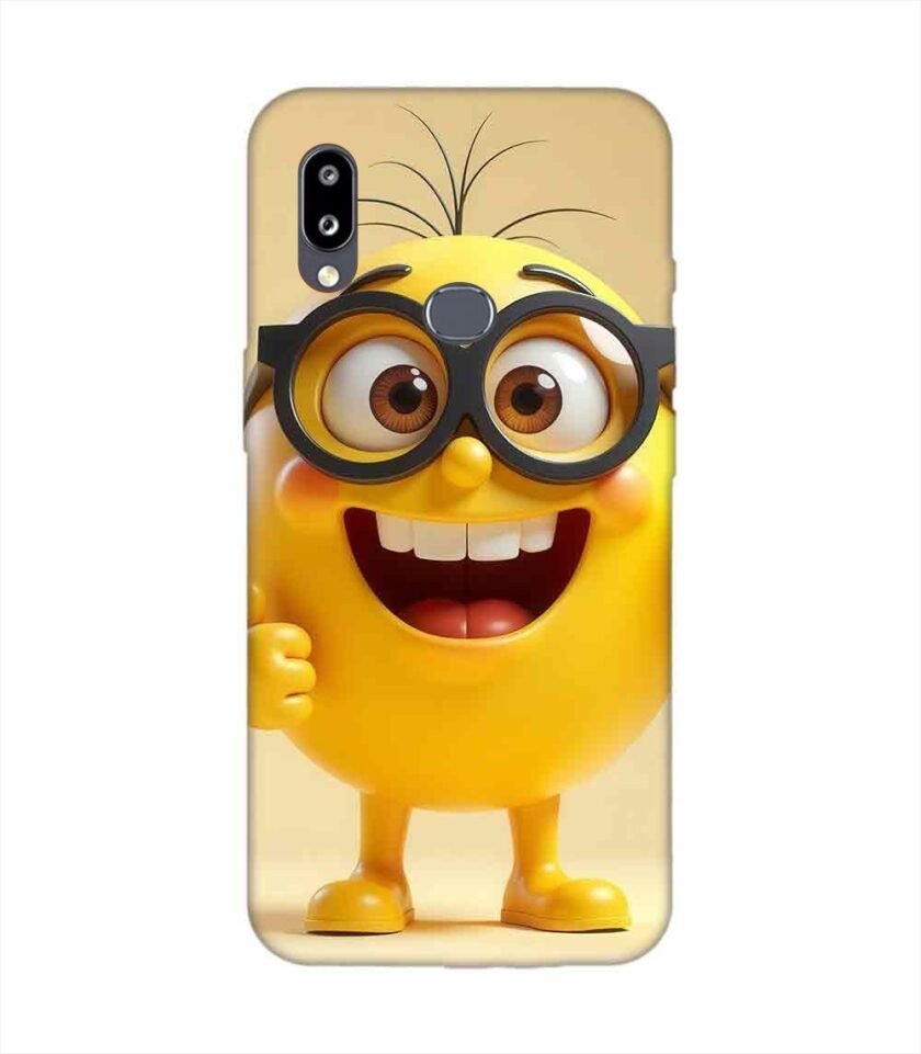 Samsung Galaxy A10S Happy Yellow Smiley Face Wearing Glasses Giving Thumbs Up Custom Printed Back Cover Design