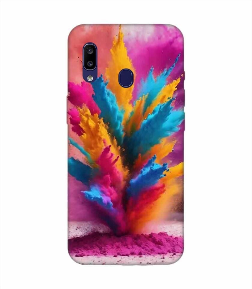 Samsung Galaxy A20 Happy Holi Color Splash Explosion Colored Powder Background Ai Generated Custom Printed Back Cover Design