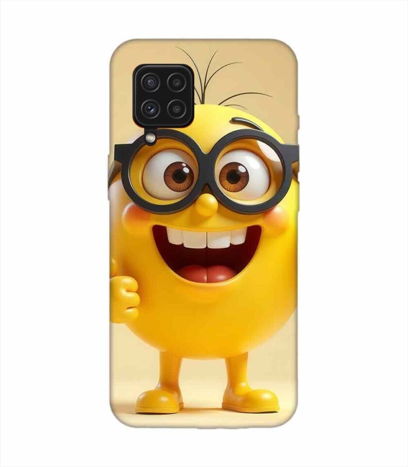 Samsung Galaxy A22 (4G) Happy Yellow Smiley Face Wearing Glasses Giving Thumbs Up Custom Printed Back Cover Design