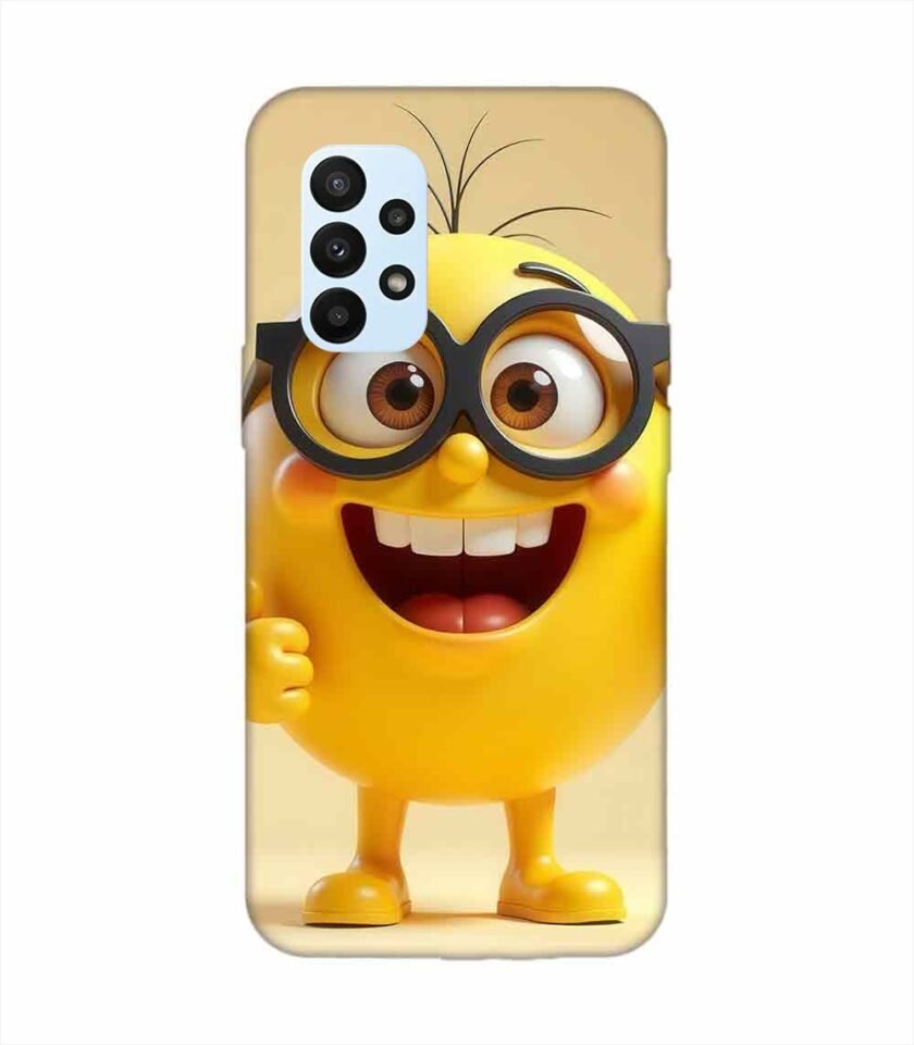 Samsung Galaxy A23 Happy Yellow Smiley Face Wearing Glasses Giving Thumbs Up Custom Printed Back Cover Design