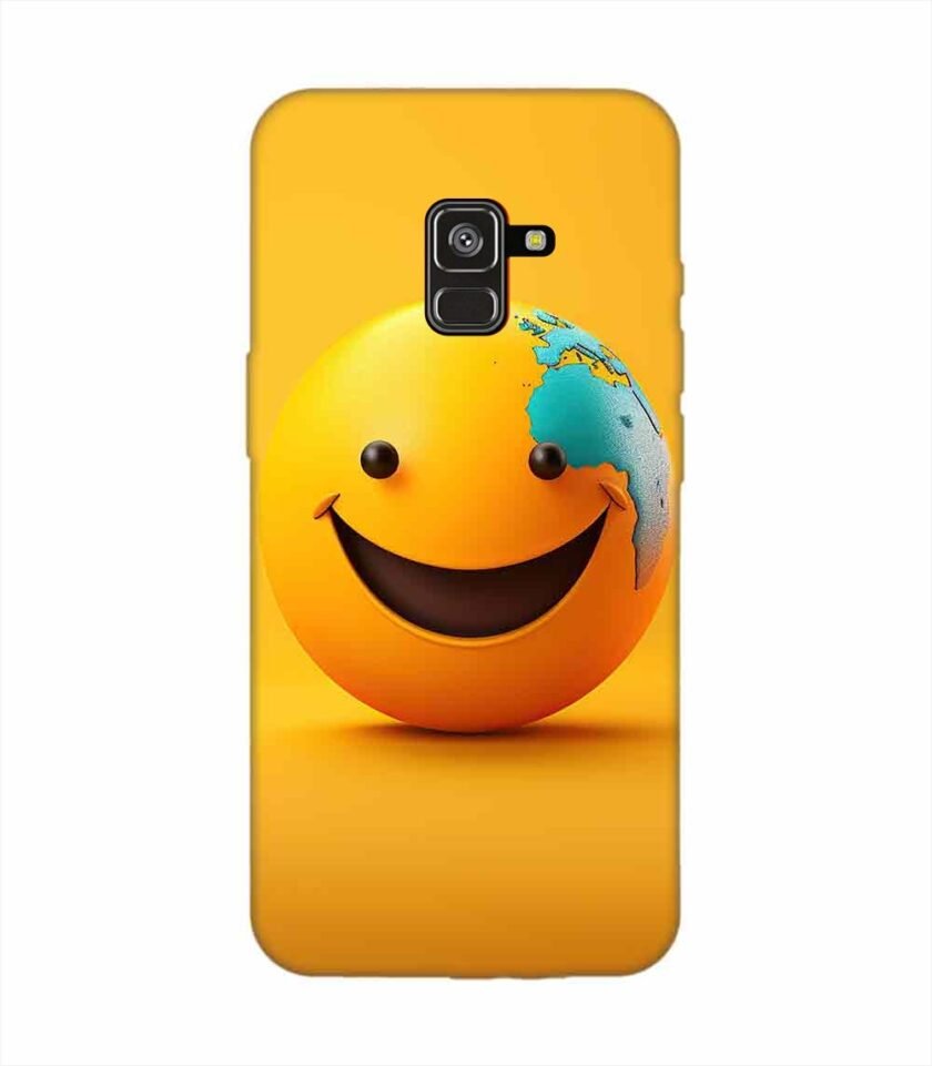 Samsung Galaxy A8 Plus Happy Smiley Face Emoji Custom Printed Back Cover Design