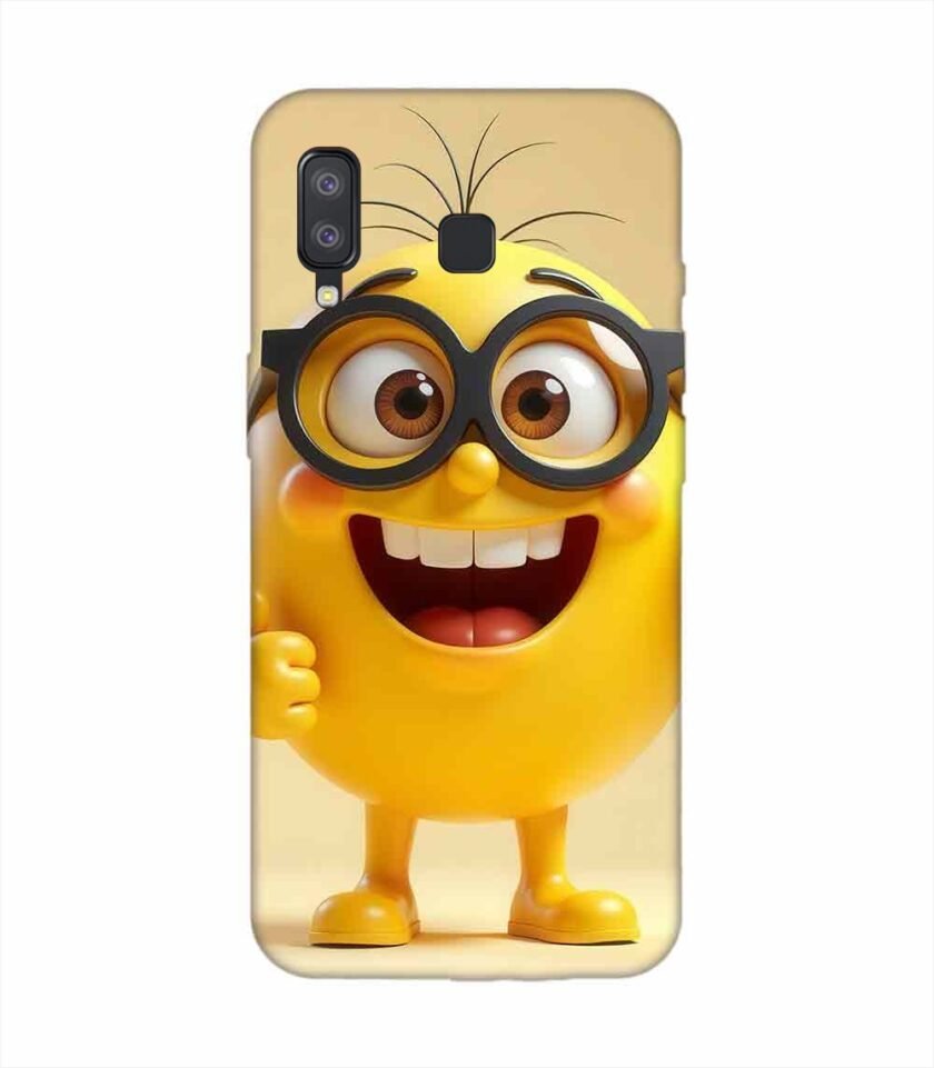 Samsung Galaxy A8 Star Happy Yellow Smiley Face Wearing Glasses Giving Thumbs Up Custom Printed Back Cover Design