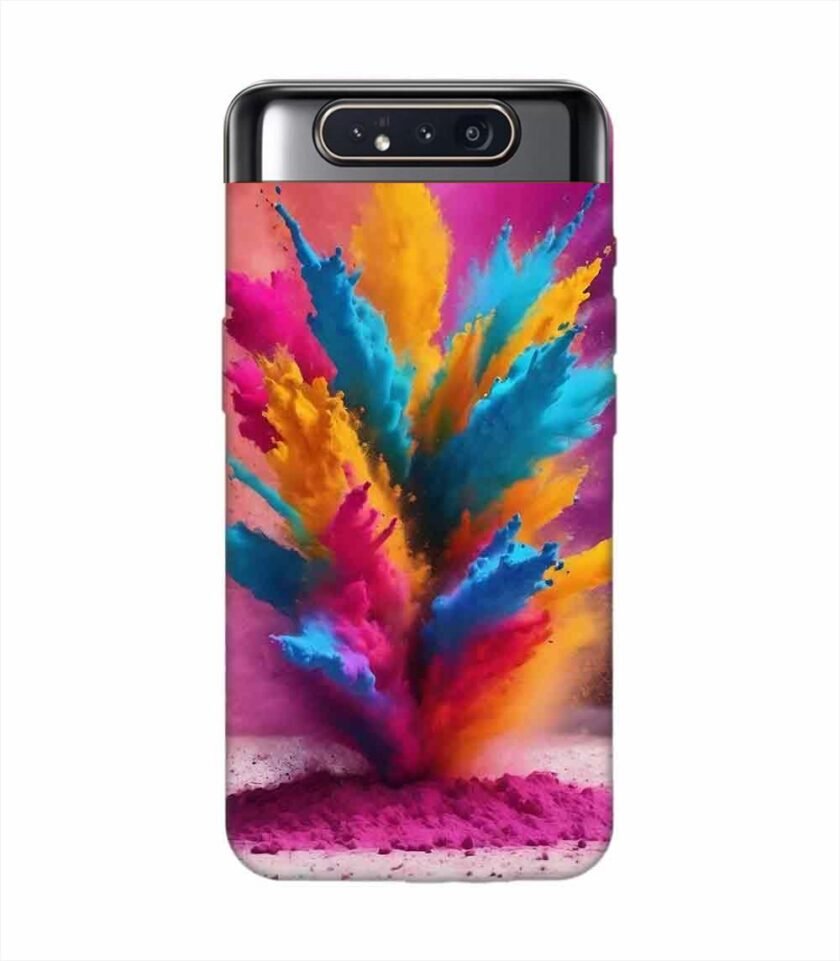 Samsung Galaxy A80 Happy Holi Color Splash Explosion Colored Powder Background Ai Generated Custom Printed Back Cover Design