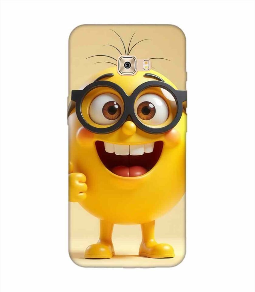 Samsung Galaxy C9 Happy Yellow Smiley Face Wearing Glasses Giving Thumbs Up Custom Printed Back Cover Design