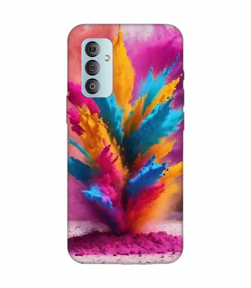 Samsung Galaxy F23 (5G) Happy Holi Color Splash Explosion Colored Powder Background Ai Generated Custom Printed Back Cover Design