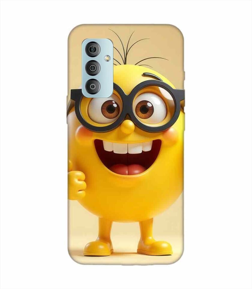 Samsung Galaxy F23 (5G) Happy Yellow Smiley Face Wearing Glasses Giving Thumbs Up Custom Printed Back Cover Design