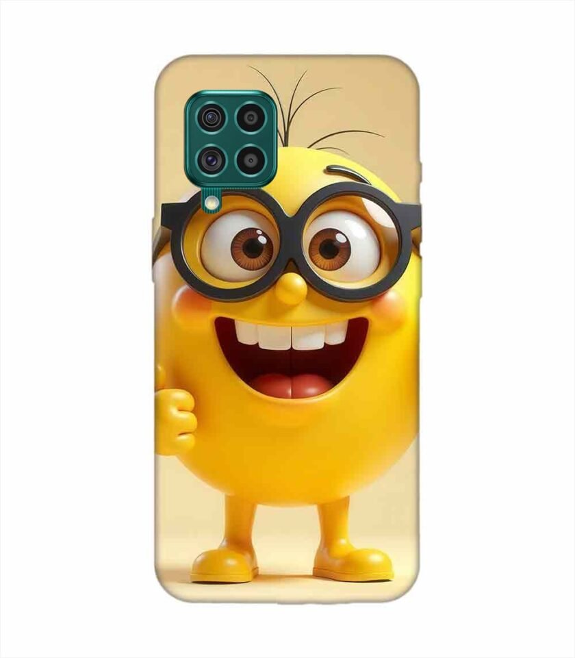 Samsung Galaxy F62 Happy Yellow Smiley Face Wearing Glasses Giving Thumbs Up Custom Printed Back Cover Design