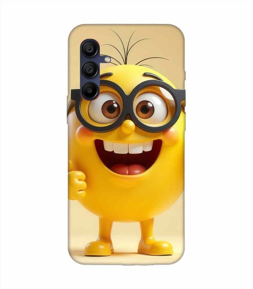 Samsung Galaxy M15 (5G) Happy Yellow Smiley Face Wearing Glasses Giving Thumbs Up Custom Printed Back Cover Design