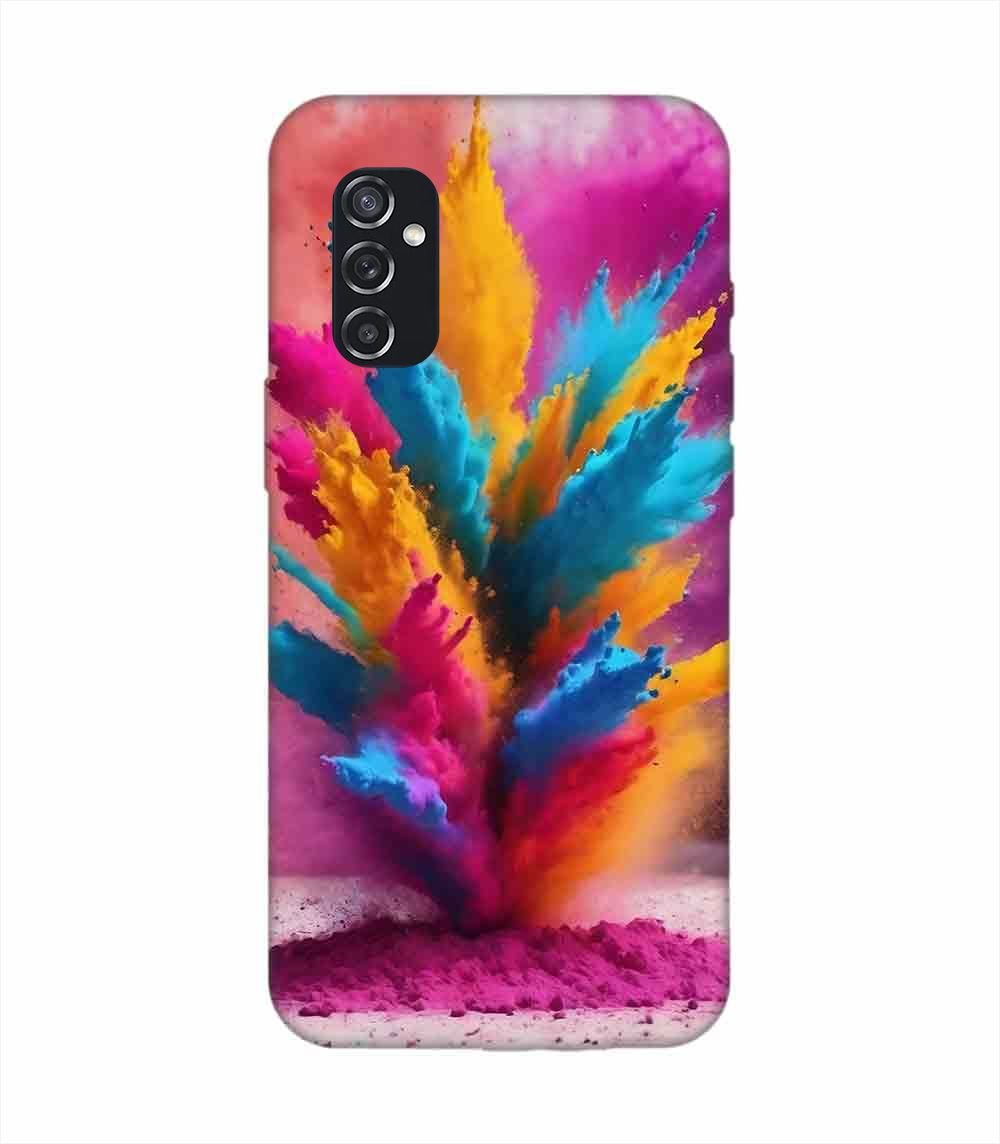 Samsung Galaxy M52 (5G) Happy Holi Color Splash Explosion Colored Powder Background Ai Generated Custom Printed Back Cover Design