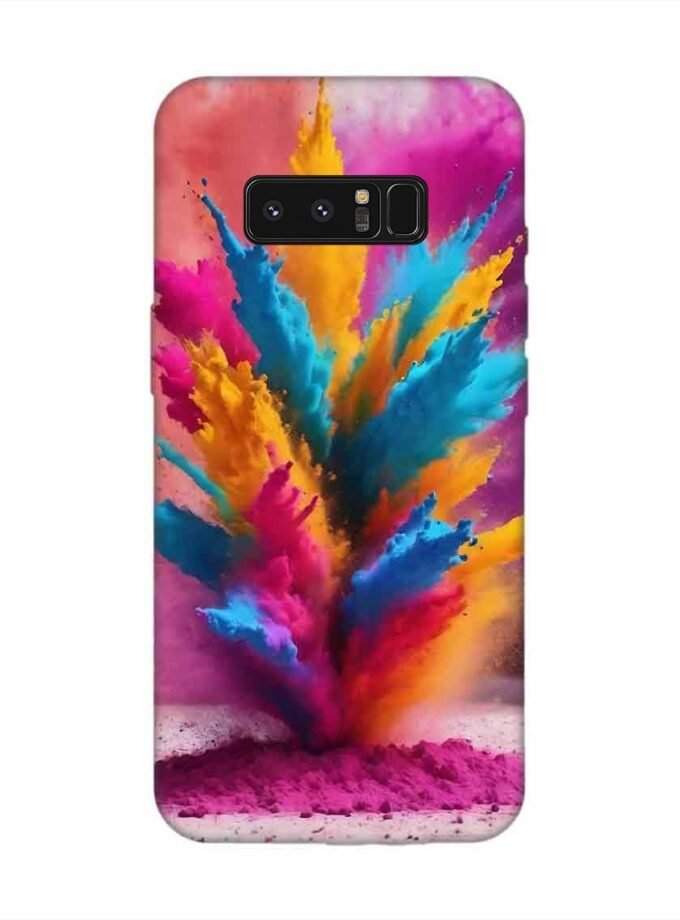 Samsung Galaxy Note 8 Happy Holi Color Splash Explosion Colored Powder Background Ai Generated Custom Printed Back Cover Design