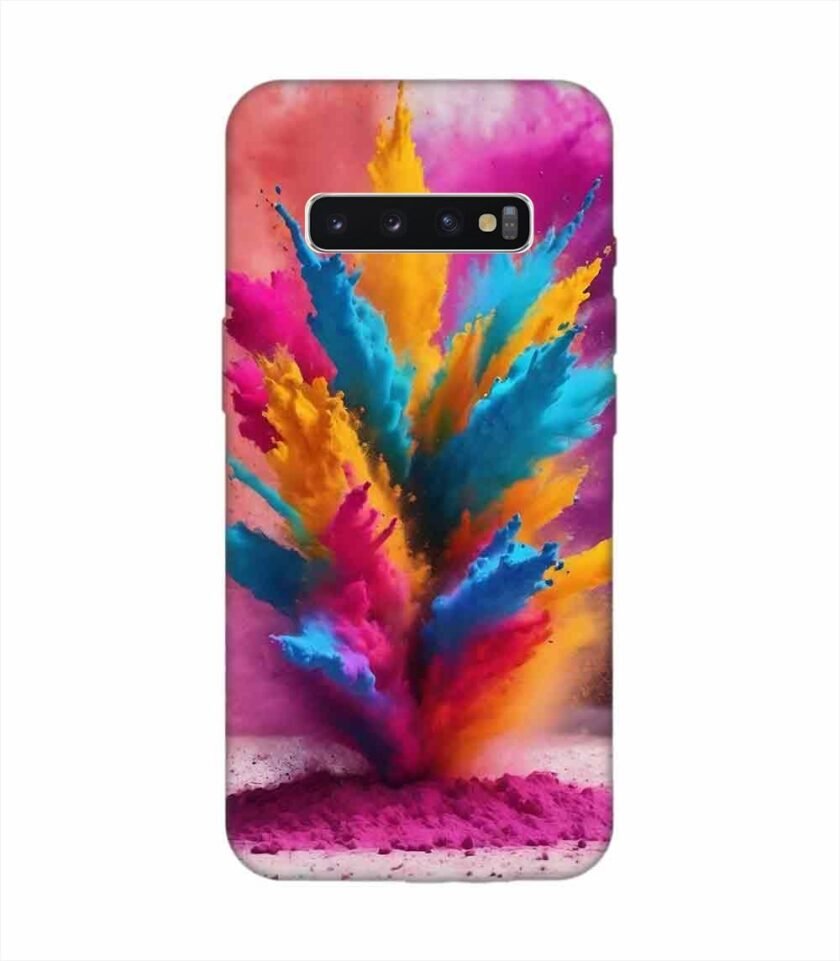 Samsung Galaxy S10 Happy Holi Color Splash Explosion Colored Powder Background Ai Generated Custom Printed Back Cover Design