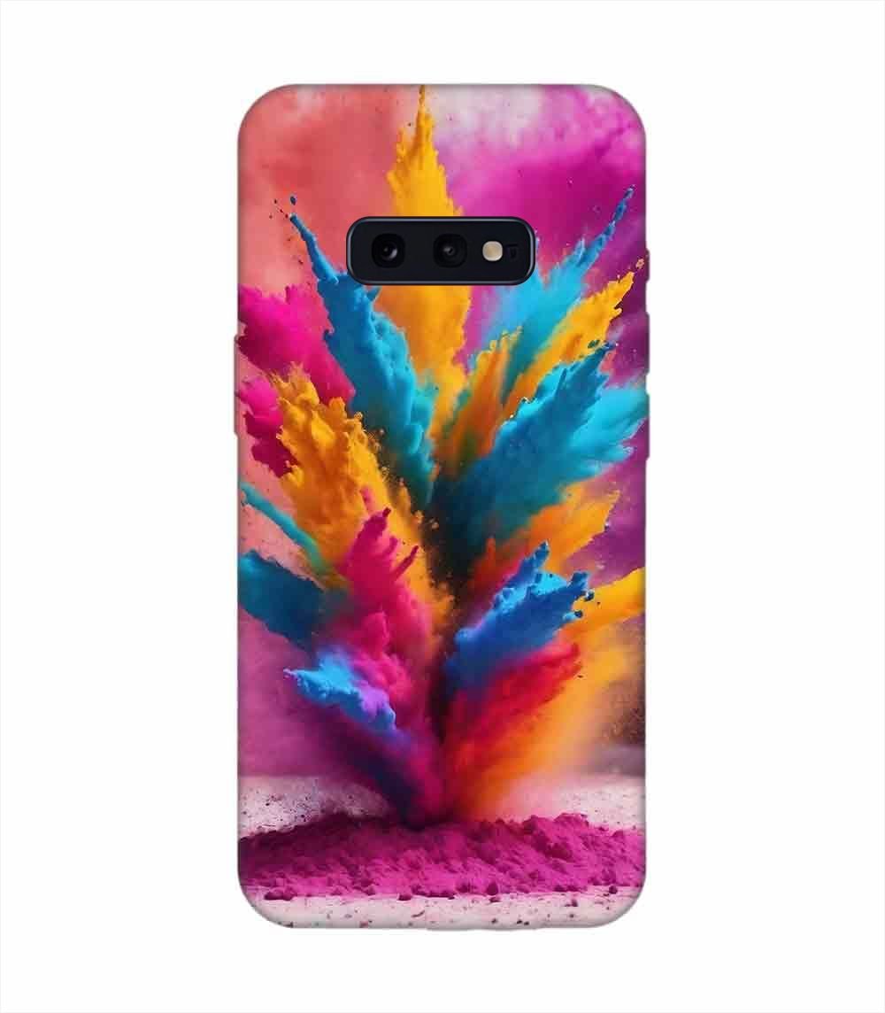 Samsung Galaxy S10E Happy Holi Color Splash Explosion Colored Powder Background Ai Generated Custom Printed Back Cover Design