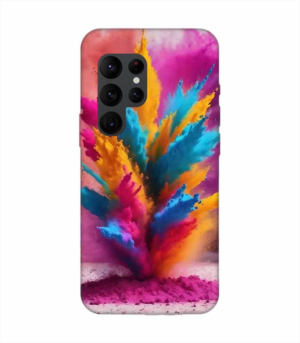 Samsung Galaxy S22 Ultra Happy Holi Color Splash Explosion Colored Powder Background Ai Generated Custom Printed Back Cover Design