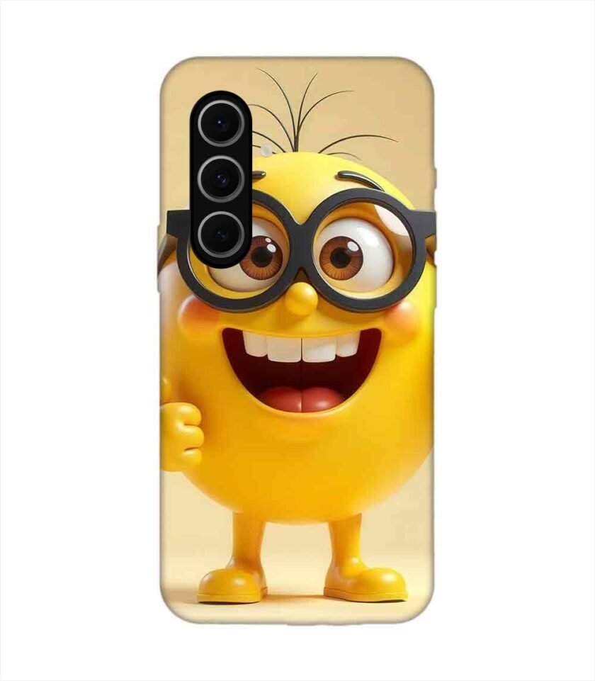 Samsung Galaxy S24 Fe (5G) Happy Yellow Smiley Face Wearing Glasses Giving Thumbs Up Custom Printed Back Cover Design