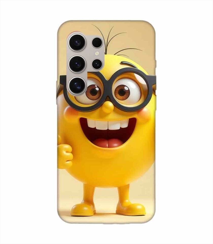 Samsung Galaxy S24 Ultra (5G) Happy Yellow Smiley Face Wearing Glasses Giving Thumbs Up Custom Printed Back Cover Design