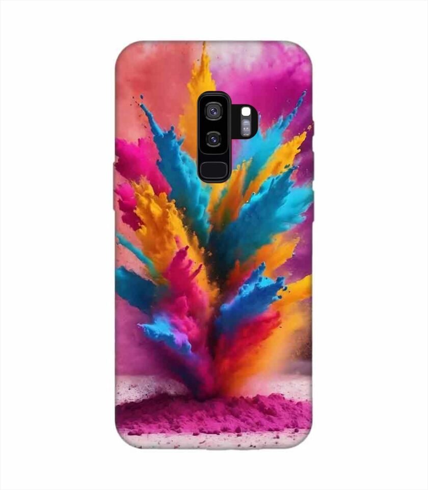 Samsung Galaxy S9 Plus Happy Holi Color Splash Explosion Colored Powder Background Ai Generated Custom Printed Back Cover Design