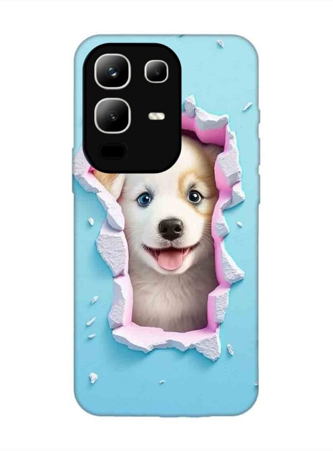 Custom Printed Case Cover for Infinix Note 50X (5G) close up dog looking out hole wall