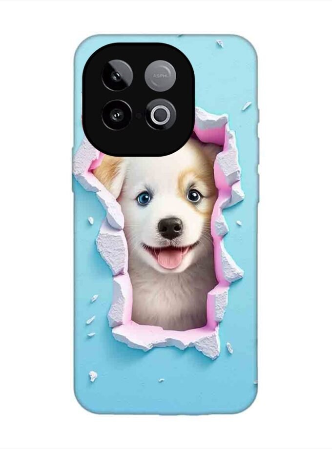 Custom Printed Case Cover for Iqoo Neo 10 (5G) close up dog looking out hole wall